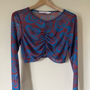 Valentine’s Day Lisa Says Gah Blue and Red Swirl Crop Top